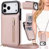 Ysnzaq Portafoglio Cover per iPhone 18 Pro Max /17 Pro Max XK Oro rosa | Pelle PU Portacarte Crossbody con Slot Cart, Cordino, Supporto, Cerniera, Antiurto Custodia per iPhone 18 Pro Max /17 Pro Max