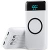 Ekrist Power Bank Wireless 26800mAh con 3 Cavi, 7 in 1 Caricatore Portatile Wireless Ricarica Rapida 25W PD3.0+QC4.0, Display LCD Batterie Esterna 6 Uscite Compatibile con iPhone17/16/15/14 Huawei ecc