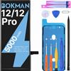 bokman Batteria per iPhone 12/12 Pro, 5000mAh con Kit di Riparazione | Batteria interna, utensili e strisce adesive inclusi, compatibile con A2172/A2402/A2403/A2404 e A2341/A2406/A2407/A2408