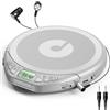 Gueray Lettore CD Portatile Personale con Cuffie Display LCD Protezione Anti-Skip HiFi Classic CD Music Player Supporto Funzione di Memoria PROG Lettore CD per Auto Casa (Argento)