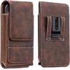 MDJYMYZ Custodia per cellulare in pelle con clip per cintura, per iPhone 17, 16, 15, 14 Pro Max, Samsung Galaxy S26+, S25+, S24+, S23+, A52, A12, A32, marrone
