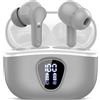 BESNOOW Cuffie Bluetooth, Auricolari Bluetooth 5.3 Stereo HiFi con 4 HD Mic, Cuffie Wireless In Ear ENC Cancellazione Rumore, 40 Ore LED Display Touch Control, Cuffiette Bluetooth IP7, grigio
