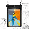 N NEWTOP Cover Impermeabile Universale WA04 per Tablet 10 Pollici Massimo 24x19,5cm, Custodia Subacquea Trasparente Plastica Borsa Tracolla Protezione Acqua Sabbia Pioggia Waterproof (Nero)