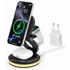 Zealsound Caricatore Wireless, Stazione di Ricarica 3 in 1 per *Phone 8-15, 15W Caricatore Magnetico Pieghevole con USB-C e Adattatore 30W, Compatibile con Apple Watch 2-9/SE/Ultra e Pods Pro 2/3/4
