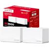 MERCUSYS Halo H3600BE Sistema Mesh Wi-Fi 7 BE3600Mbps, 4K-QAM, 2pz | Copertura Fino a 460m², 3 Porte Gigabit WAN/LAN, VPN, Controllo tramite App, Oltre 150 Dispositivi, Case con 4-6 Camere