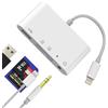 Kefiany Adattatore Lightning USB 3.0 Jack 3.5mm Lettore Schede SD Micro SD per Apple iPhone iPad Card Reader Cavo OTG Chiavetta Memoria Macchina Fotografica Digitale Fotocamera TF Porta Adapter Camera