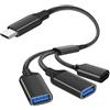 AXFEE Sdoppiatore USB a Y, Cavo USB 1 a 3, Tipo C a USB2.0 Prolunga Cavo | Estensione per Ricarica e Trasferimento Dati, Compatibile con Mac, Car, Xbox One Series X S, PS4, PS5, Laptop, Mouse Tastiera
