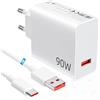 YuSailng 90W Turbo Caricabatterie Caricatore con 6A Cavo USB C 2M | per Xiaomi 15 14 Ultra POCO F6 X7 F7 Pro Caricabatterie rapido Adattatore Cavo USB Type-C per Redmi 14C Note 14 13 12 11Pro