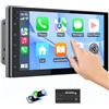 Haudio Autoradio 2 Din da 7 Pollici con Wireless CarPlay e Android Auto, Autoradio Screen IPS con Mirror Link, Controllo Vocale, SWC/FM/RDS/AM, 25 Set UI a Tutte le Auto 2+32G Sans Caméra