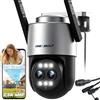 GENBOLT Telecamera Wi-Fi Esterni, Doppia Lente 2.5K Telecamera CCTV IP | Zoom ibrido 10X,Registrazione Continua 24/7,PTZ,Intelligente Automatico,Rilevamento Persone,Notturna Colori,IP66[DC&POE]
