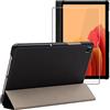 ebestStar - Cover per Samsung Galaxy Tab A7 10.4 T505 (2022, 2020), Custodia Protezione Flip Magnetica, Slim Case Sottile Pelle PU, Nero + Vetro Temperato