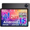 DOOGEETab U11 Pro Android 16 Tablet 11 Pollici, 30GB RAM+256GB ROM (2TB TF), Unisoc T7200 Octa Core Tablet PC, 8580mAh, 90 Hz Display, 13MP+5MP, WIFI 5 /Widevine L1/ GPS/Face ID/OTG,Nero