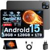 Raemond Tablet 10 Pollici Android 15 Tablet con Custodia, Unisoc Octa-Core, 18GB RAM + 128GB ROM + 1TB TF, 1280x800 HD IPS Display, Dual Camera, 6000mAh, WiFi 6, BT 5.0, Widevine L1, GPS,nero
