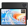 POPUX TAB G6 Android 16 Tablet 11 Pollici, 4G LTE 90Hz, 30GB RAM+256GB ROM/TF 2TB, Octa-Core Tablet con Sim, 8000mAh/Gemini AI/Widevine L1/13MP+5MP/OTG/BT5/FACE ID/Doppi altoparlanti/3.5mm Jack-Nero