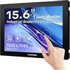 NORQIN Monitor Touchscreen Industriale 15,6 Pollici, IP65 Impermeabile | 1920×1080 LCD Monitor Touch,Capacitivo 10 Punti,Montaggio VESA,HDMI/VGA/DVI/USB,Schermo Robusto per Chioschi,POS & Magazzino