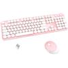 SbocKeeb Tastiera Colorata e Mouse Wireless, Cute Tastiera Wireless con Tastierino Numerico, Retro Macchina Da Scrivere Full-sizewith Tasti Rotondi, 2.4 GHz, Americana QWERTY (Pink)
