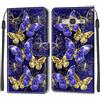 SIENIANLINE Cover per Samsung Galaxy J3 2016 custodia portafoglio Farfalla blu | Chiusura magnetica, Scomparti carte, Funzione supporto, Pelle PU flip cover per Samsung J3 2016