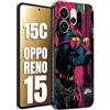 CUSTOMIZZA - Custodia cover nera morbida in tpu compatibile per Oppo Reno 15 - Reno 15Canimali cyberpunk dobermann cane street dog fucsia blu