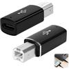LYMISPIYA 2 adattatori da USB B a USB C femmina per stampante, da tipo C a MIDI, convertitore da USB C a USB B, 480 Mbps, adattatore da USB B a USB C per stampante, pianoforte, MIDI, portatile, in alluminio