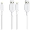 Anker Cavo Lightning, Powerline II Cavo di Ricarica iPhone, Certificato MFi per iPhone 13/12/11/Pro/XS/XS Max/XR/X/8/8 Plus/7/7 Plus/6s/6/6 Plus (Bianco, 0,9 m) (Confezione da 2)