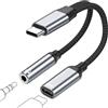 YLLZI Adattatore e Ricarica per Cuffie USB C, 2 in 1 Jack da 3,5 mm USB C PD 60W | Ricarica Rapida per iPhone 17 16 15 Pro Max, Cavo Aux Type C Audio Convertitore per Samsung S24/S23/S22/S21/Note 20
