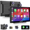 Carpuride W905 Carplay Schermo Dashcam Senza Fili Carplay & Android Auto | 9 Touchscreen HD Portatile, 4K Fotocamera Anteriore & Backup, Registrazione Loop, Bluetooth, Mirror Link, GPS, Siri.