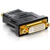 deleyCON Adattatore DVI a HDMI - Connettore DVI Femmina a Connettore HDMI Maschio 1920x1200 Full HD 1080p - Nero