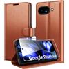 Eirltiy Cover per Google Pixel 9a Portafoglio Pelle PU Premium, Custodia Scomparti Carte Antiurto Protettiva Case con 1 Vetro Temperato, Marrone