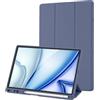Palkitsee Custodia Cover Tablet Samsung Galaxy Tab A8 10,5 Pollici 2021 (SM-X205/SM-X200), Retro TPU Flessibile con Supporto a Tripla Piega, Sospensione/Riattivazione Automatica, (Blu Grigio)…