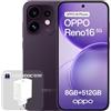 OPPO Reno16 5G Smartphone Sbloccato, 8+512GB, 50MP+50MP Teleobiettivo 3.5x, Display AMOLED 6.32 120Hz, Video Stabile 4K, Snapdragon 7 Gen 4, IP69K, Twilight Violet (Caricatore 80W SUPERVOOC Incluso)