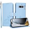 YUECXIN Custodia per Nothing Phone (4a) con Cordino, Case in PU Pelle a Libro Carino Gatto Flip Caso Magnetica Portafoglio Blocco RFID Carta Slot Antiurto Cover, Blu