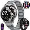 HIRREO Smartwatch da donna rotondo con funzione telefonica, 1,27 pollici, orologio fitness con frequenza cardiaca, pressione sanguigna, contapassi, SpO2, 110 modalità sportive, fitness tracker, impermeabile