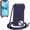 FERLAN Custodia per iPhone 13 Mini Cover con Cordino,Blu | Custodia con Laccio Collana Tracolla Regolabile Sottile Silicone Morbido TPU Bumper Antiurto AntiGraffio Protettiva Case