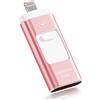 ROSPE Chiavetta USB 128GB per iPhone MFi, 3 Connettori USB 3.0, Rosa | Memoria Esterna per iPhone, Lightning, USB-A, USB-C per iPad, Android, PC, USB 3.0 per Backup Foto e Video