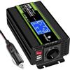 NOVOPAL 500W 1000W Onda Sinusoidale Pura Power Inverter DC 12V AC 220V | Display LCD Intelligente,1 EU Presa con Uscita 2 USB,Accendisigari elettronico,adatto per casa,Campeggio,Viaggi, Auto