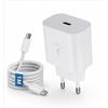 Hobeiy Caricabatterie per Samsung,Caricabatterie 25W Bianco con Cavo USB-C da 1,5 m,