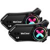 WeClear L2 Interfono Moto Coppia, Bluetooth Casco 2 Riders, RGB 35H, IP67 | Interfono 2 riders con condivisione musica, luci RGB, batteria 1000mAh fino a 35H, cancellazione rumore, impermeabile IP67