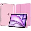 MoKo Cover per iPad Air 13 Pollici Case (M4/M3/M2) con Portapenna, Rosa | Cover per iPad Air 13 2026/2025/2024, Trifold Sottile Leggera Custodia con Retro in PC Rigido Traslucido