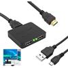 Vomtaric Splitter HDMI 4K 1 ingresso 2 uscite, splitter HDMI con cavo micro USB, adattatore presa HDMI PC a doppio schermo, compatibile con MacBook, Xbox, PS4, PS3, lettore Blu-Ray, TV, due monitor