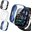 iVoler 3 Pezzi Clear Cover con Pellicola Protettiva per Amazfit Bip Max, Copertura Completa Custodia Anti-Graffio Ultra Sottile Morbida TPU Case, Trasparente + Nero + Blu