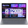 BMAX PC Portabile Core i9-12900H 15,6 Pollici 24GB RAM 1TB NVMe SSD Win 11 | 14 Core 20 Thread (fino a 5.0 GHz) Computer Portatile Tastiera Retroilluminata USB C WiFi 6 BT 5.4 Film per Tastiera Italiana