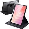 JETech Custodia Girevole per Samsung Galaxy Tab S10+/S9 FE+/S9+ 12,4, Nero | Cover per 2024/2023 Modello, Supporto Rotante 360°, Retro Trasparente, S Pen Holder, Protezione Completa, Antiurto