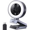 UGREEN Webcam 2K 30FPS Full HD USB A USB C Webcam Luce LED | Plug and Play Angolo Regolabile per Windows MacOS Linux Streaming YouTube Skype Video Zoom Videoconferenza