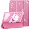 FINTIE Cover per iPad 9a/8a/7a Generazione 10,2 Pollici (2021/2020/2019) | con Portapenne - Antiurto Glittering Trasparente Cover Posteriore con Auto Sveglia/Sonno, Magenta