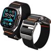 Spigen Dura Pro Flex Ultra Cinturino per Apple Watch Ultra, Series 12/11/10 | Cinturino elastico in nylon con cuciture arancioni e fibbia in lega di zinco per Apple Watch 49/46/45/44/42mm - Nero