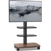AOKCOS Supporto TV con Ruote e Base in Legno per TV da 32 a 65, 2 Ripiano | Supporto TV da Pavimento Regolabile in Altezza, Inclinabile, Fino a 40 kg max.VESA 400x400mm, Marrone
