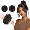 FESHFEN Mini Chignon per capelli Doppio Posticci per Donna, 2 Pezzi Marron | Chignon Finto Capelli Sintetici Naturale Resistenti al Calore, Volume Istantaneo per Feste Uso Quotidiano, Marrone Nero