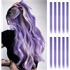 FESHFEN Extension Capelli Colorati Clip Viola Chiaro, 10 Pezzi Ciocche Capelli Colorate Extensions con clip per Carnevale e Feste per Donna, 55 cm