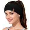 ACUSHLA Bandeau in lana merino al 100%, cappuccino termico per le orecchie, Nero