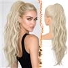BARSDAR 63cm Sintetici Dual Naturale Biondo Ondulati Coda Capelli Extension | Artiglio Clip & Coulisse Dual Use, Morbidi Ondulati, Aspetto Realistico, Silky Leggeri Voluminosi, Easy Wear,Tangle-Resistant